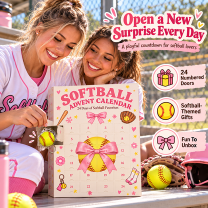 24-Day Softball Advent Calendar for Girls, Christmas Countdown Gift with Daily Softball-Themed Surprises, Fun Holiday Gift for Players, Teammates & Softball Lovers