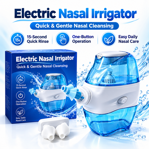 💧 NoseEase™ Electric Nasal Irrigator – Gentle Nasal Cleaning & Suction Care for the Whole Family