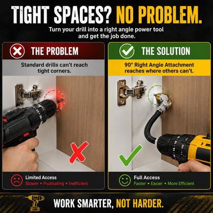 🔧 Flexible 90° Right Angle Drill Attachment – Tight Space Driver Adapter