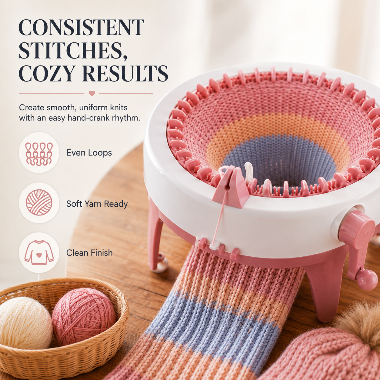 🧶 Hand-Crank Circular Knitting Machine – Easy DIY Knitting Loom for Hats, Scarves & Handmade Gifts