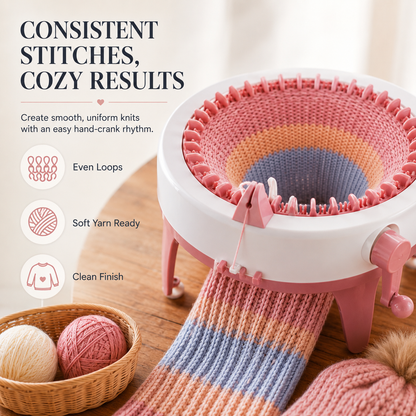 🧶 Hand-Crank Circular Knitting Machine – Easy DIY Knitting Loom for Hats, Scarves & Handmade Gifts