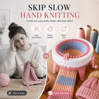 🧶 Hand-Crank Circular Knitting Machine – Easy DIY Knitting Loom for Hats, Scarves & Handmade Gifts