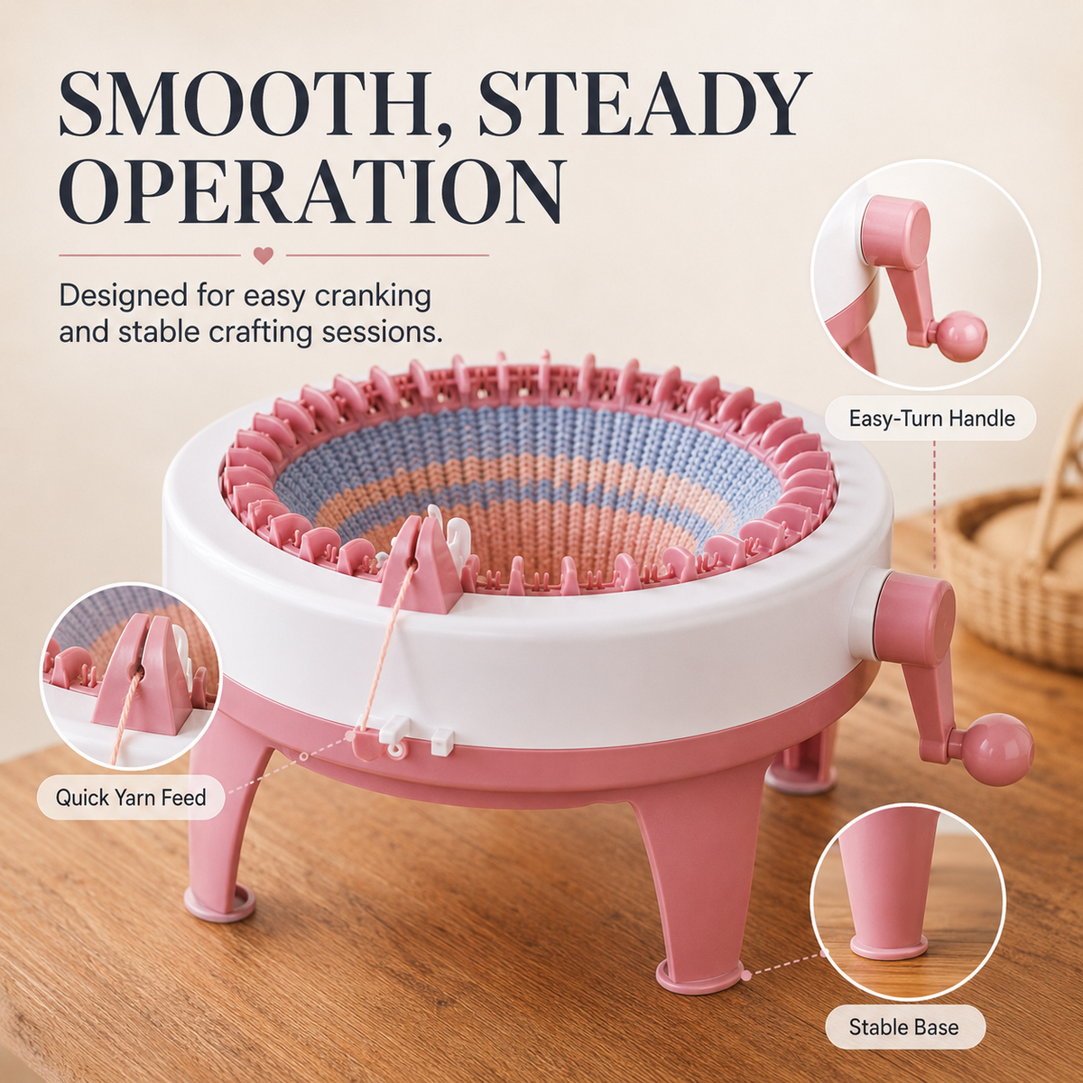 🧶 Hand-Crank Circular Knitting Machine – Easy DIY Knitting Loom for Hats, Scarves & Handmade Gifts