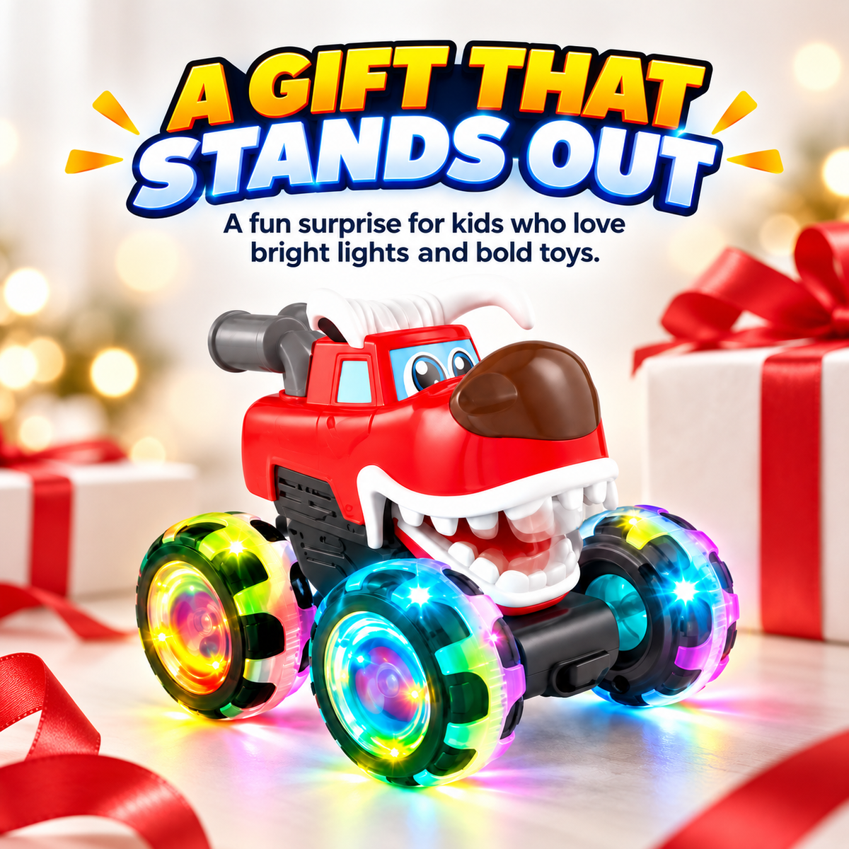 MegaBeast light-up monster truck displayed as a gift