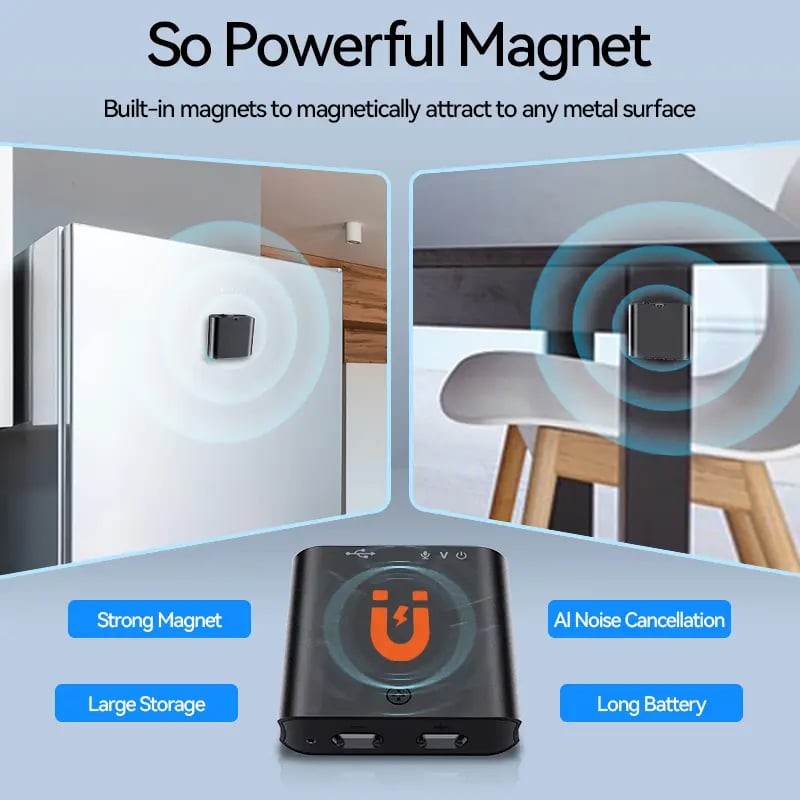 🎉 Mini Magnetic Voice Recorder One-Touch Recording