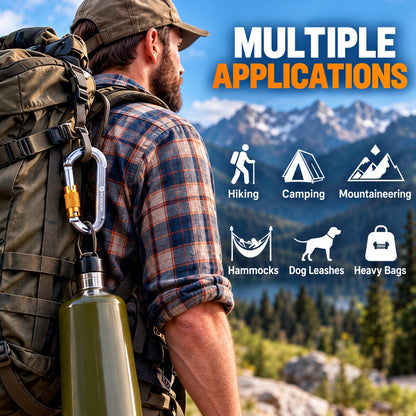 🧗 LockClimb™ Auto-Locking Carabiner – Lightweight Heavy-Duty Clip for Climbing & Outdoor Adventures