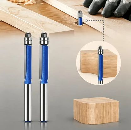 🪵 4-Piece Flush Trim Router Bits – Dual Bearings, 1/4' Shank