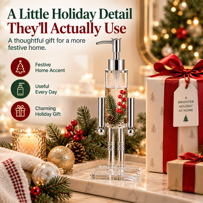 🎄 Nutcracker Christmas Soap Dispenser – Refillable Holiday Pump Bottle
