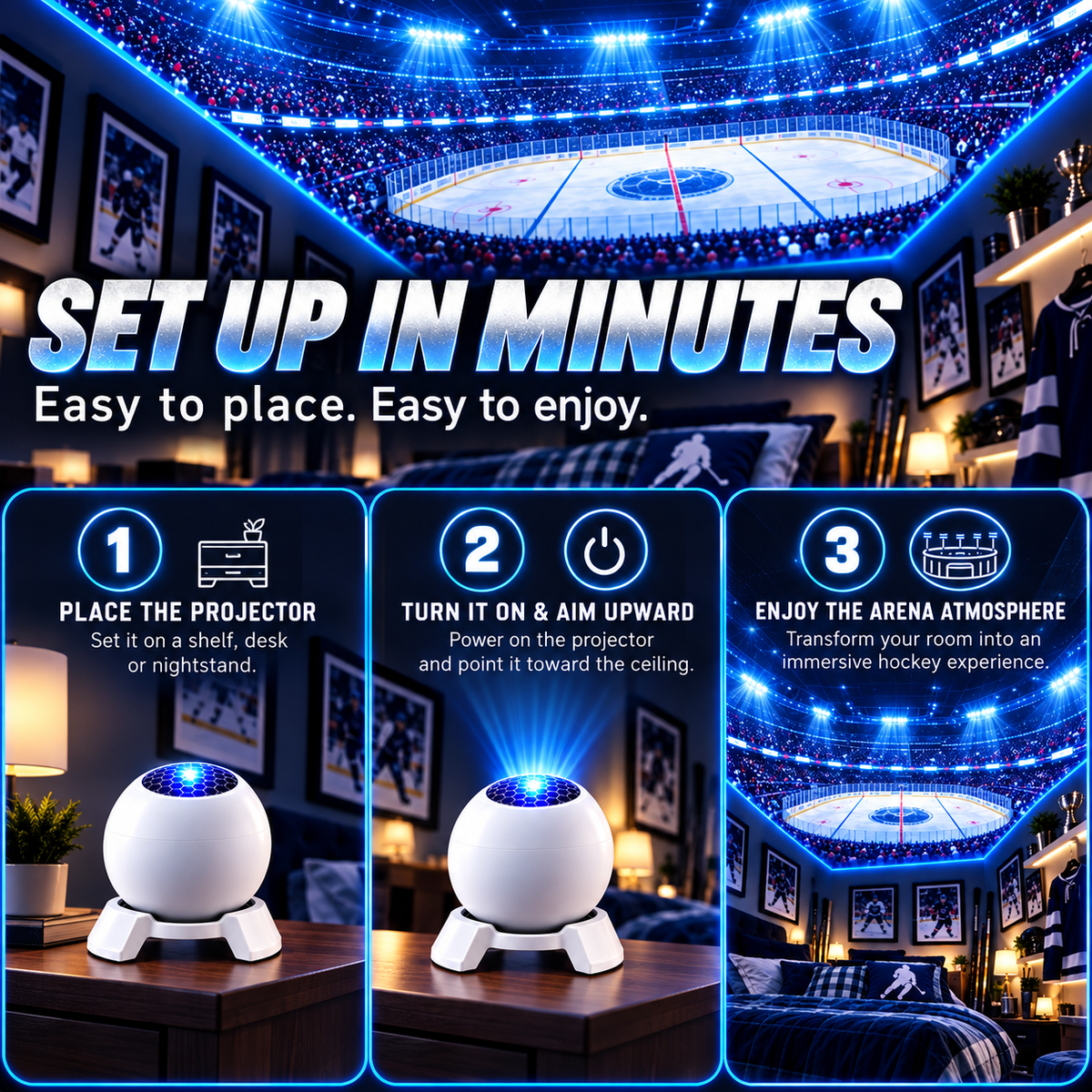 🏒50% OFF |Hockey-Themed LED Night Light & Fan Room Decor