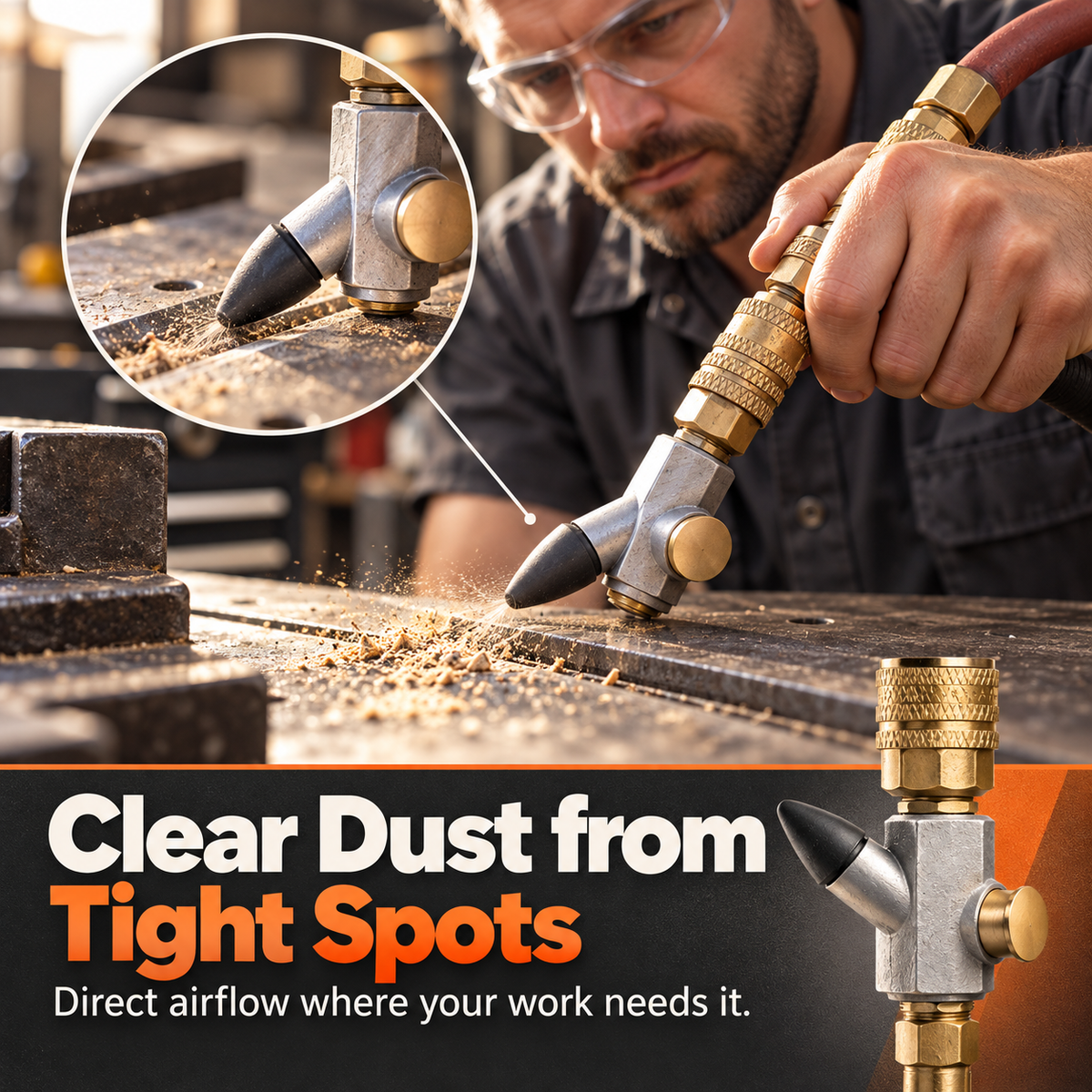 🔧 AirBlast Pro™ Inline Air Blow Gun – Quick-Release Cleaning Nozzle