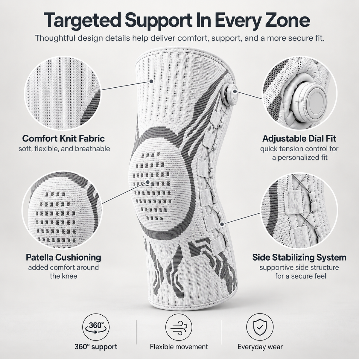 🦵 FlexGuard™ Adjustable Knee Support – Smart Compression Brace for Active Movement & Daily Comfort