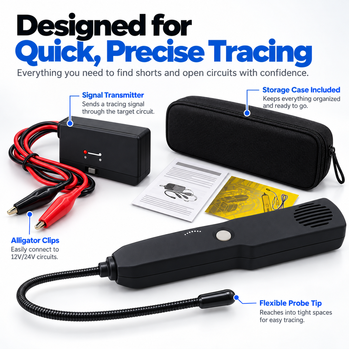 🔧 Automotive Wire Tracer & Circuit Tester – 12V/24V Short & Open Circuit Finder