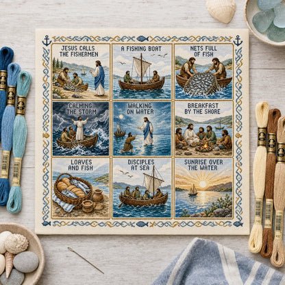 🔥HOT SALE🔥Beginner-Friendly Life of Jesus Bible Story Cross Stitch DIY Kit | 6 Biblical Collections with Fabric, Color-Matched Floss, Needle & Pattern Guide Included 💕