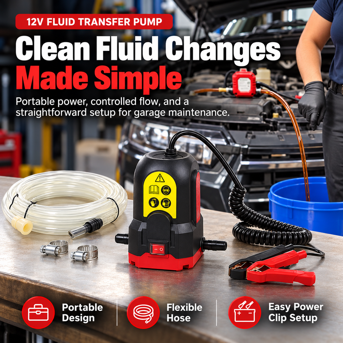 🚗 12V Fluid Transfer Pump – Fast & Easy Fluid Changes ⚡
