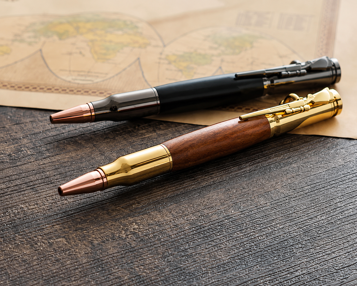 🖊100% Handmade Bolt Action Wooden Bullet PenTM | Crafted From Real Wood & Bullet Casing