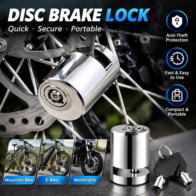 Push-to-lock silver disc brake lock - product image 1