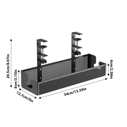 Adjustable No-Drill Under-Desk Cable Organizer