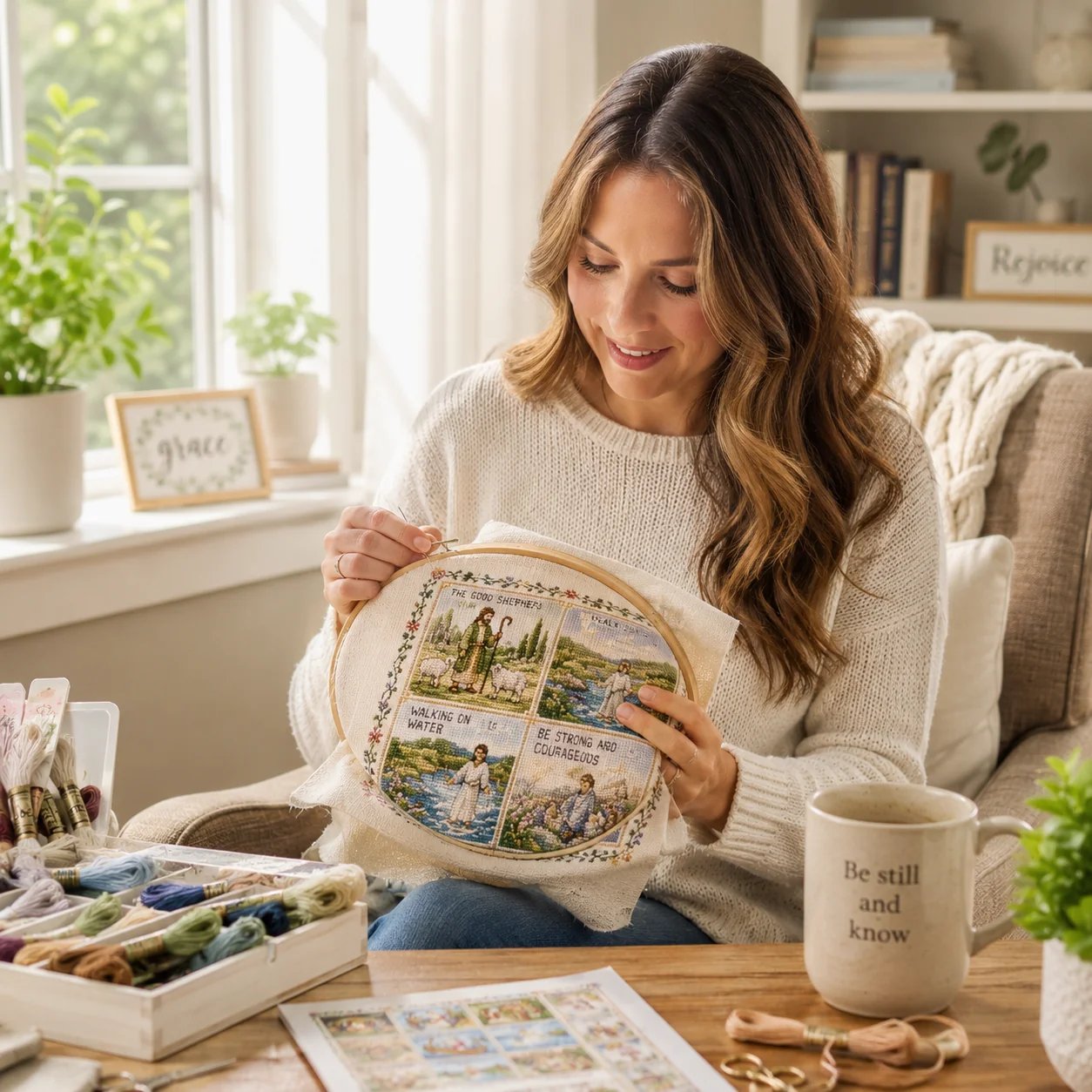 🔥HOT SALE🔥Beginner-Friendly Life of Jesus Bible Story Cross Stitch DIY Kit | 6 Biblical Collections with Fabric, Color-Matched Floss, Needle & Pattern Guide Included 💕