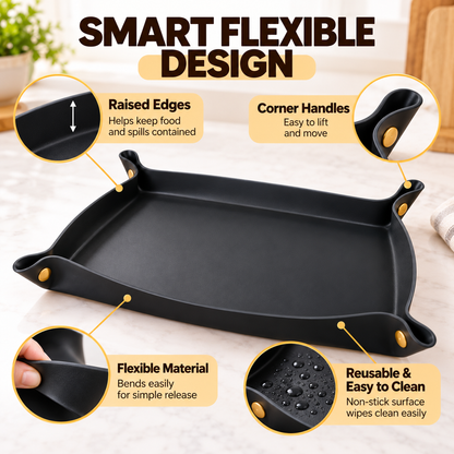 🍳 FlexiTray™ Non-Stick Food Prep Tray – Flexible, Reusable & Easy to Clean