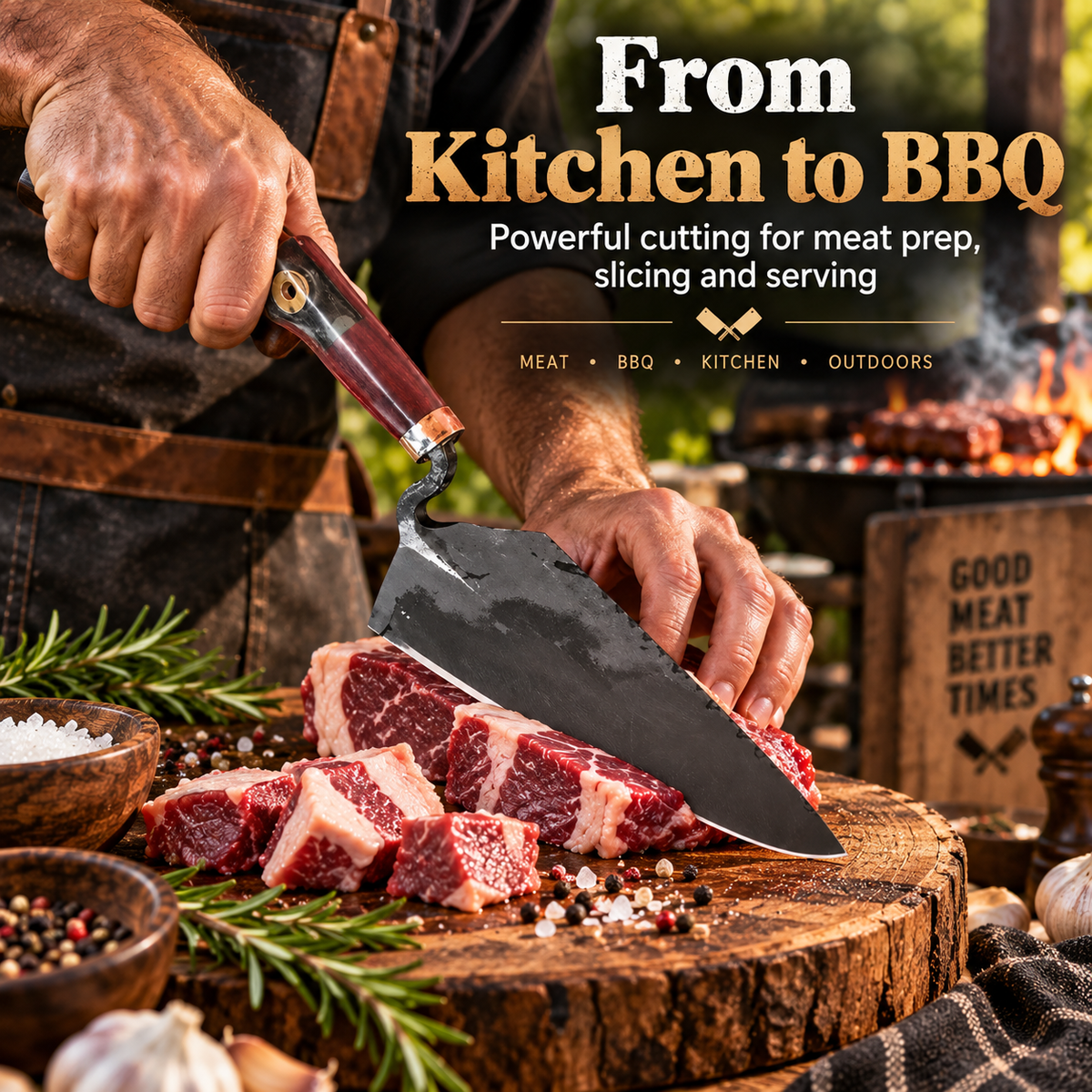 🔥 IronForge™ Hand-Forged Butcher Knife – Heavy-Duty Kitchen Cleaver