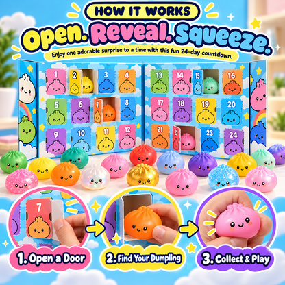 MiniMystery™ 24-Day Dumpling Squishy Advent Calendar – 24 Collectible Surprises