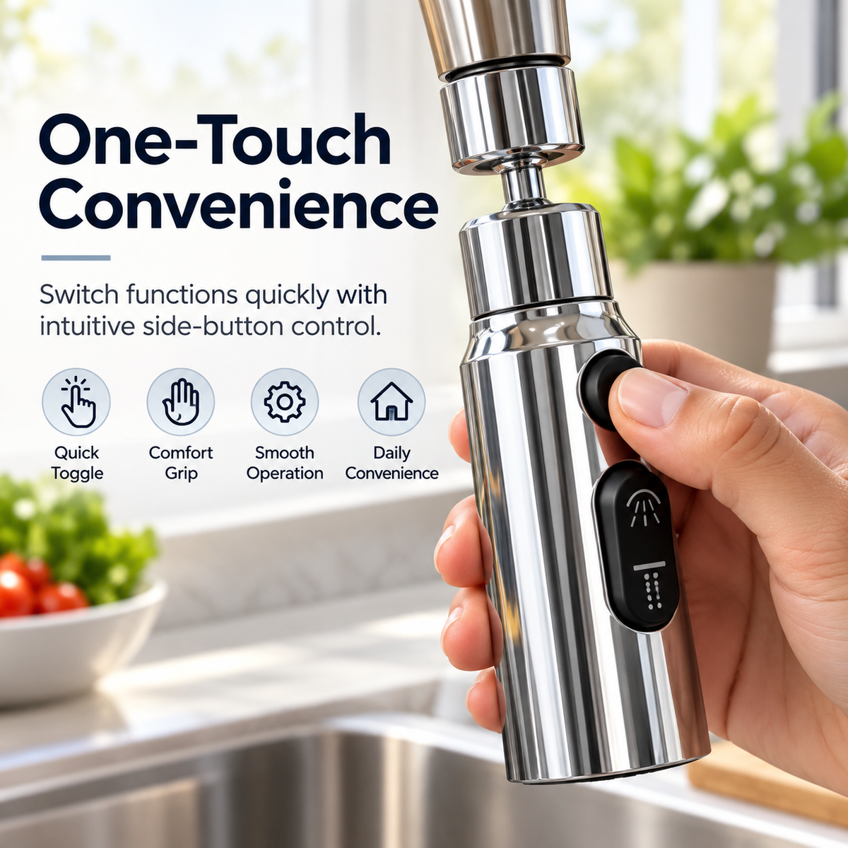 360° Rotating Faucet Extender Aerator – Universal Anti-Splash Swivel Sink Attachment with Water-Saving Spout for Kitchen & Bathroom