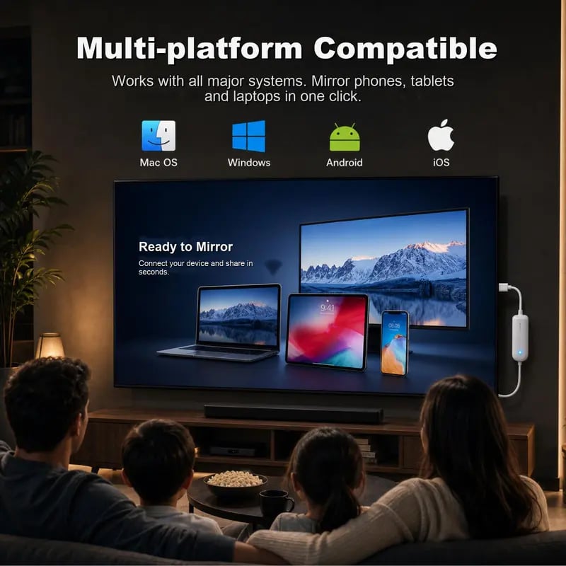 📺 Lemorele P1000 Wireless HDMI Transmitter and Receiver Set – Plug & Play 1080P Full HD Screen Mirroring Adapter for Phone, Laptop & Tablet to TV, Monitor, Projector