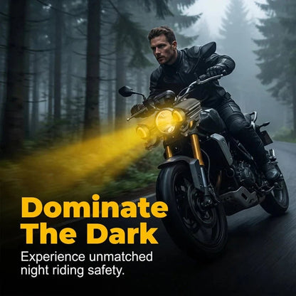 💯⏰Universal Motorcycle LED Spotlight Dual Color Auxiliary Driving Light
