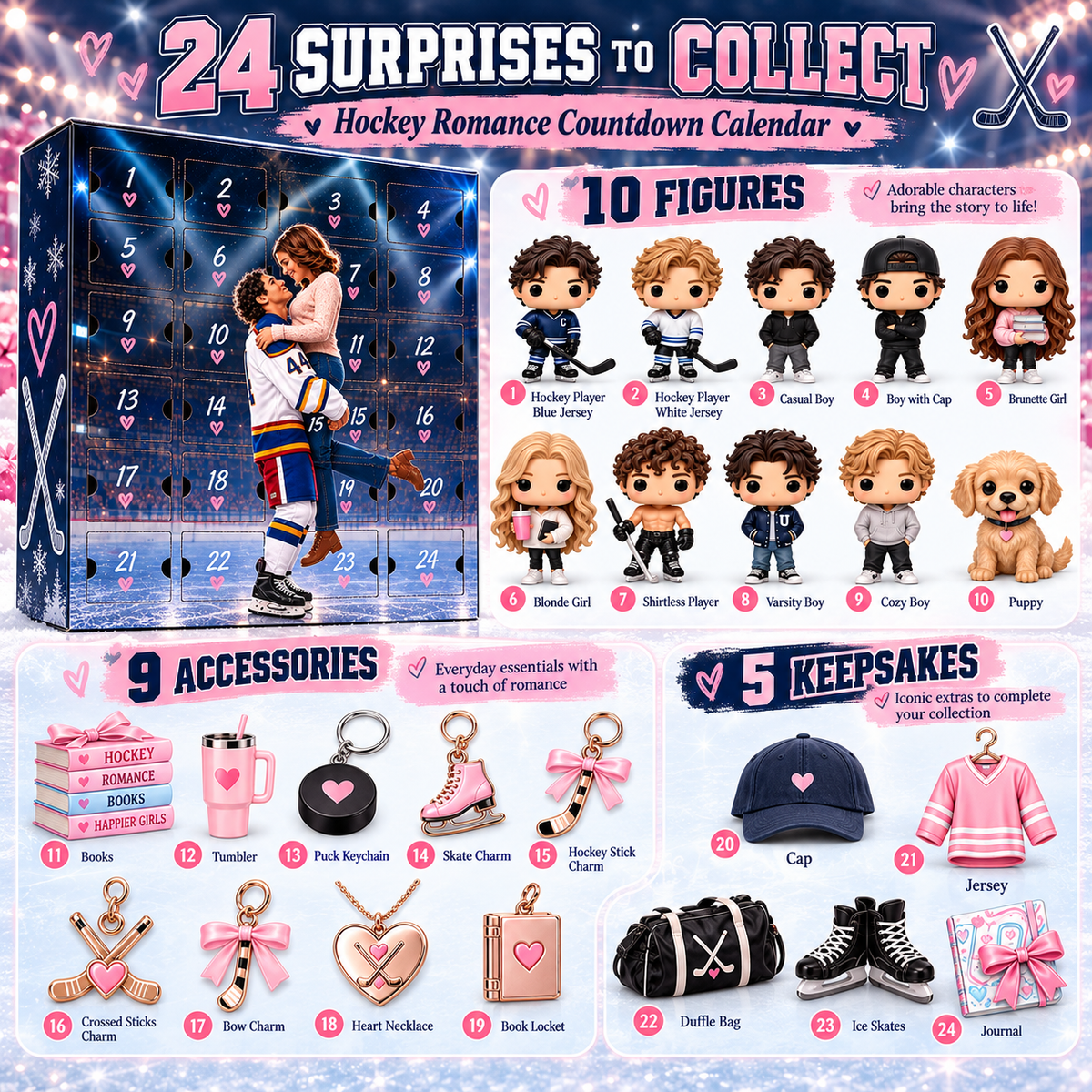 🏒💕 Puck & Promise™ 24-Day Hockey Romance Advent Calendar – A Daily Surprise for Hockey Lovers