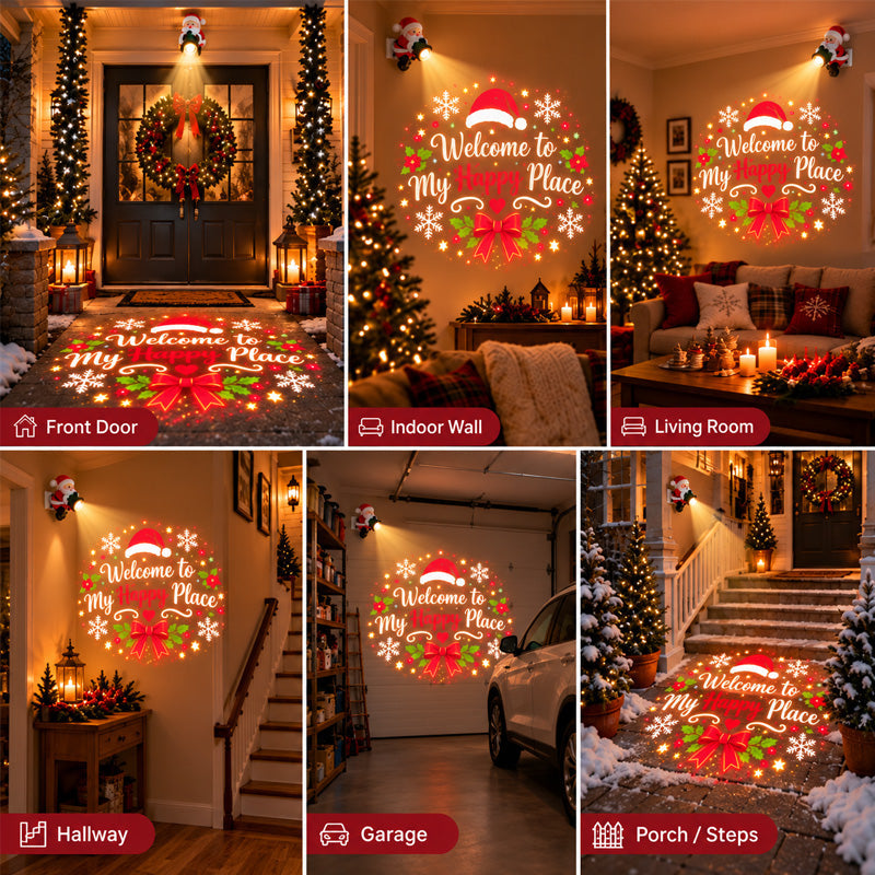 🔥HOT SALE🎅💡 Santa Christmas Welcome Projector – Festive Holiday Doorway Light with Remote Control ✨