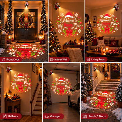 🔥HOT SALE🎅💡 Santa Christmas Welcome Projector – Festive Holiday Doorway Light with Remote Control ✨
