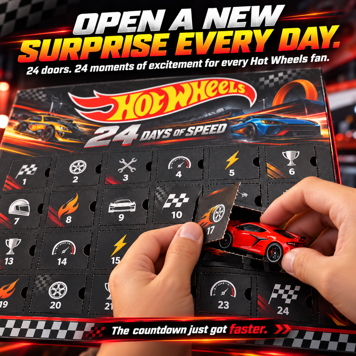 Hot Wheels 24 Days of Speed Advent Calendar – Christmas Countdown Gift for Car Lovers