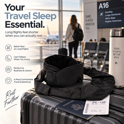 Upright Travel Sleep Wrap – Headrest Support Eye Mask for Long Flights