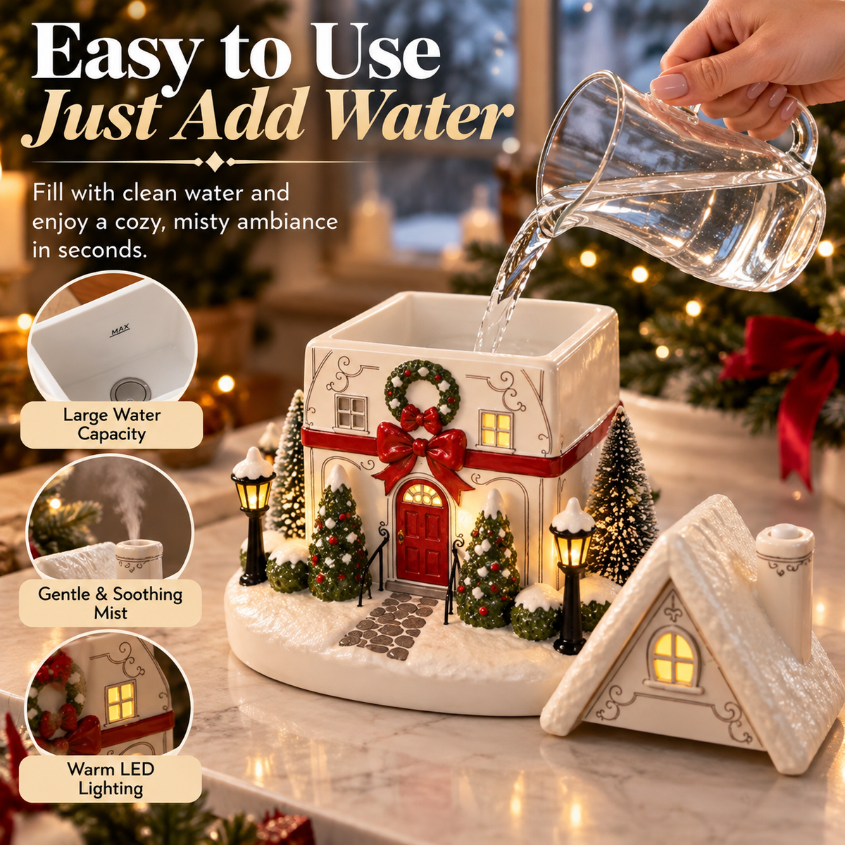 MerryCottage™ – Christmas Village LED Mist Humidifier