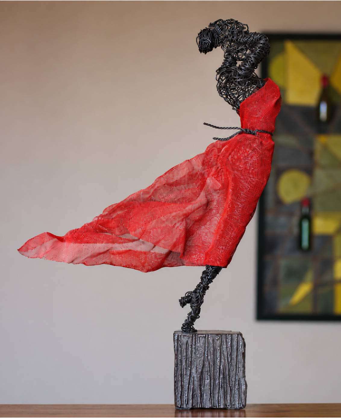 Handmade Wire Dancer Sculpture, Elegant Ballet Lady Figurine, Modern Metal Art Statue for Living Room Decor, Unique Gift for Home Office