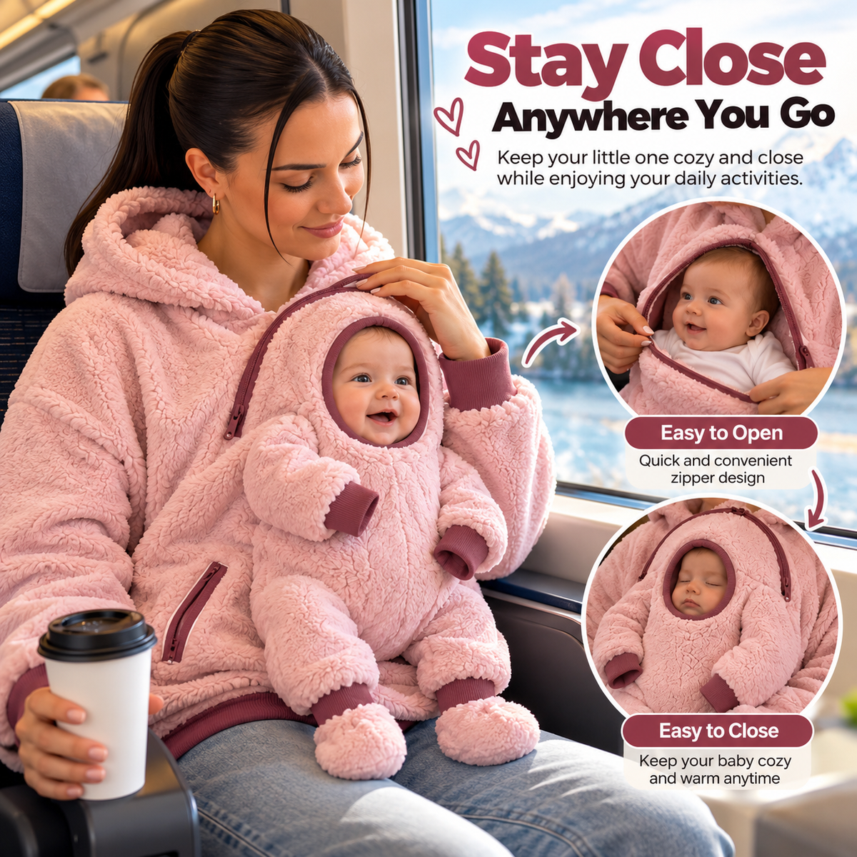 CuddleNest™ – Mom & Baby Cozy Sherpa Hoodie