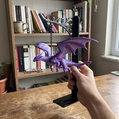 DragonGlow Hanging Purple Dragon Bookend Light