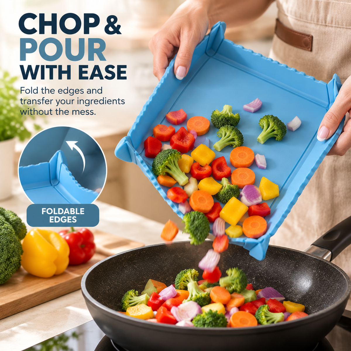 ✨ Fold & Pour™ – Foldable Cutting Board