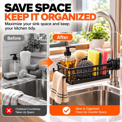 SinkEase™ – Faucet-Mounted Kitchen Sink Organizer