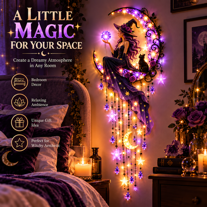 🌙 Enchanted Witch Moon LED Wall Decor ✨