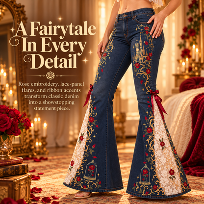 Enchanted Rose™ Embroidered Lace Flare Jeans