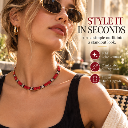 🐍 Crimson Snake-Style Statement Necklace – Bold & Unique Everyday Jewelry