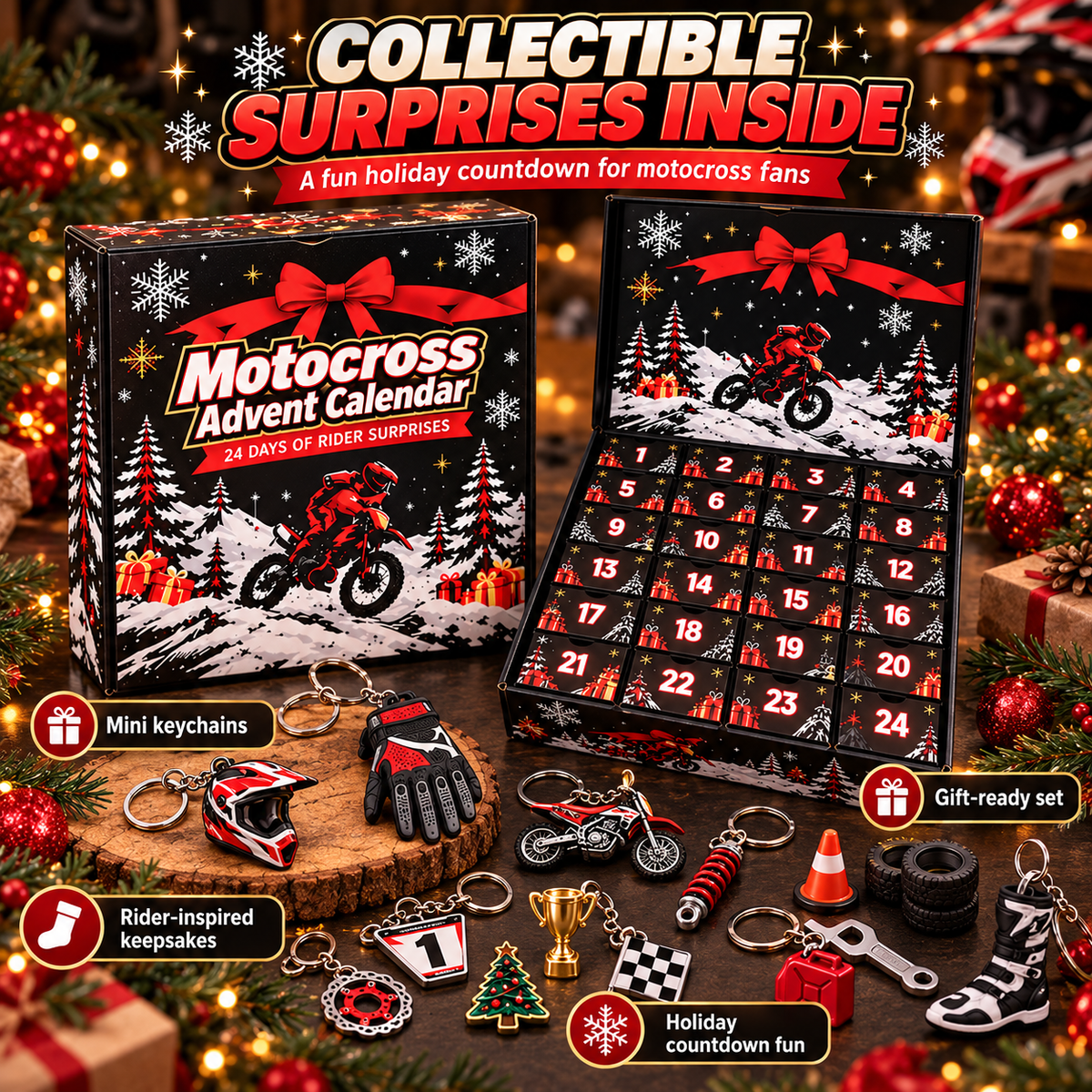 🏍️ MotoRush™ 24-Day Motocross Advent Calendar – Daily Rider Surprises for Bike Fans