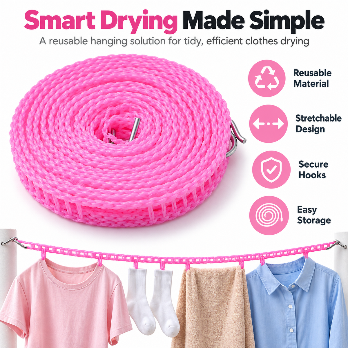 👕 DryEase™ Clothesline – Simple, Convenient Laundry Drying for Everyday Use