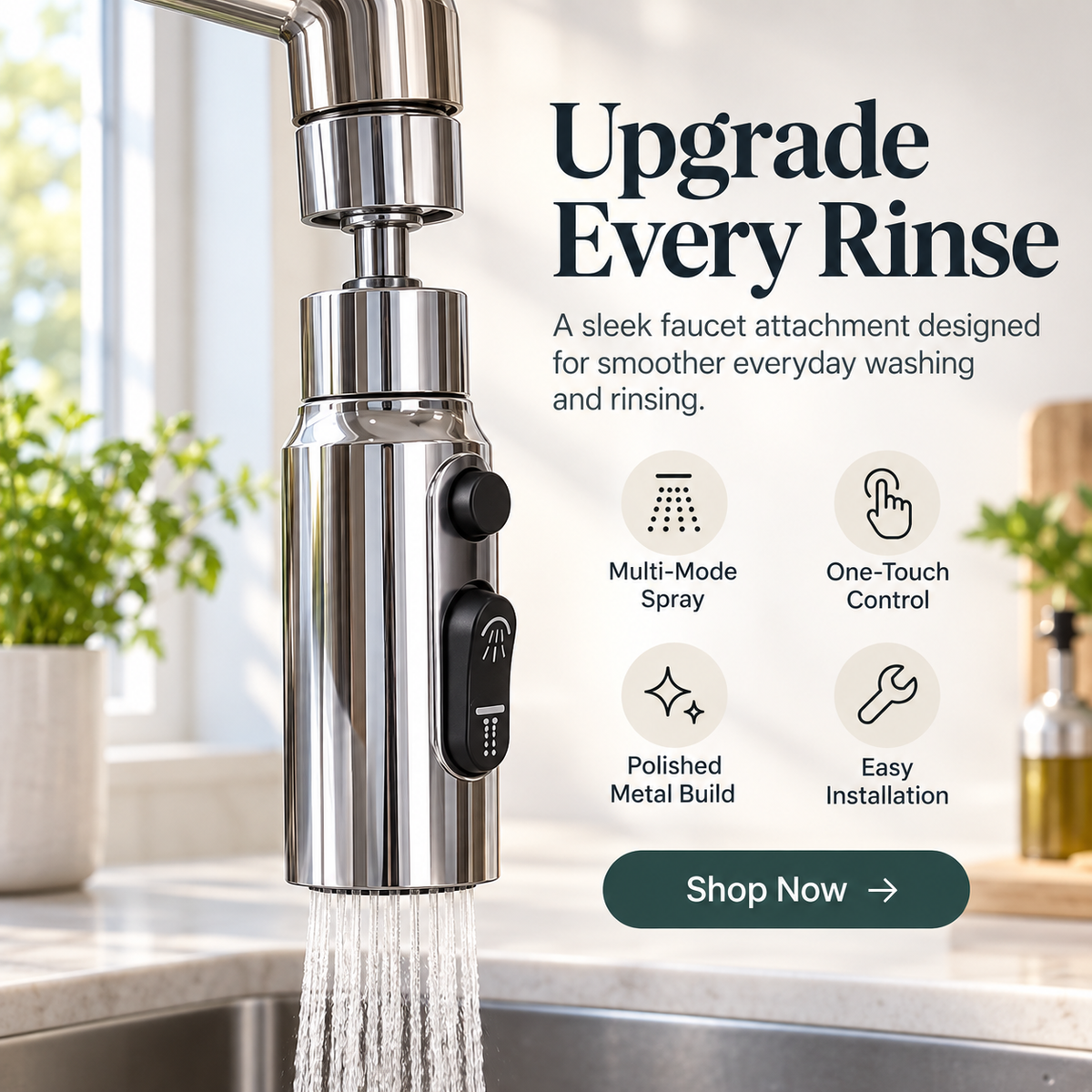 360° Rotating Faucet Extender Aerator – Universal Anti-Splash Swivel Sink Attachment with Water-Saving Spout for Kitchen & Bathroom