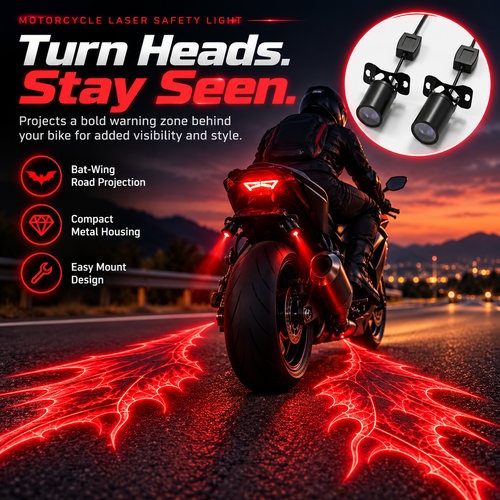 🏍️ Bat-Wing Motorcycle Laser Safety Light – Bold Road Projection Rear Warning Lamp 🔥