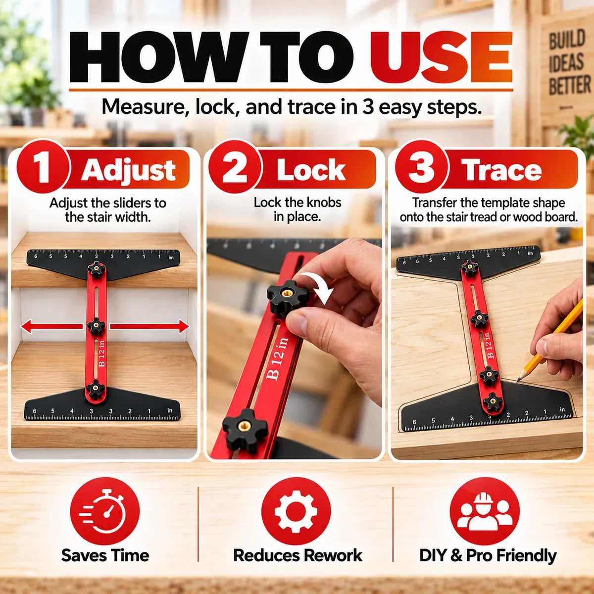 Adjustable Stair Tread Template