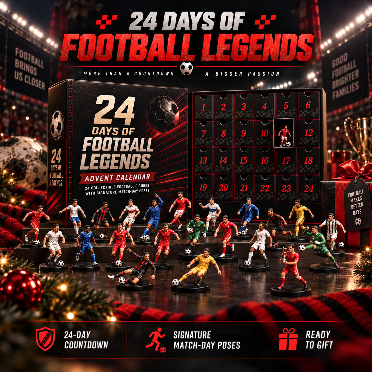 24-day football advent calendar with collectible football-inspired figures