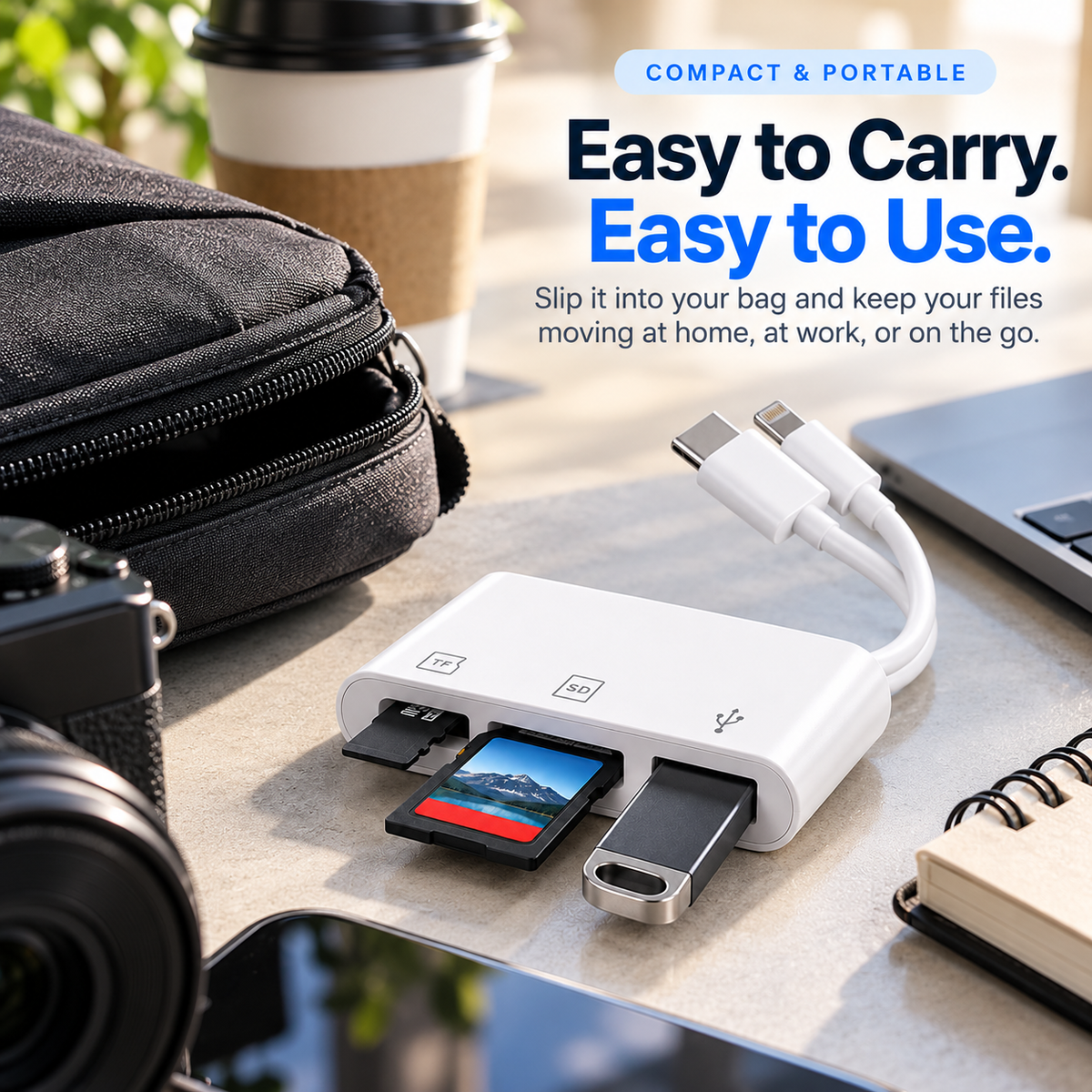 📸 3-in-1 Memory Card Reader – Fast Photo & Video Transfer ⚡