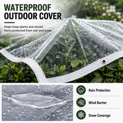 🌧️ ClearShield Pro™ Waterproof Tarp – Reinforced Clear Cover with Grommets